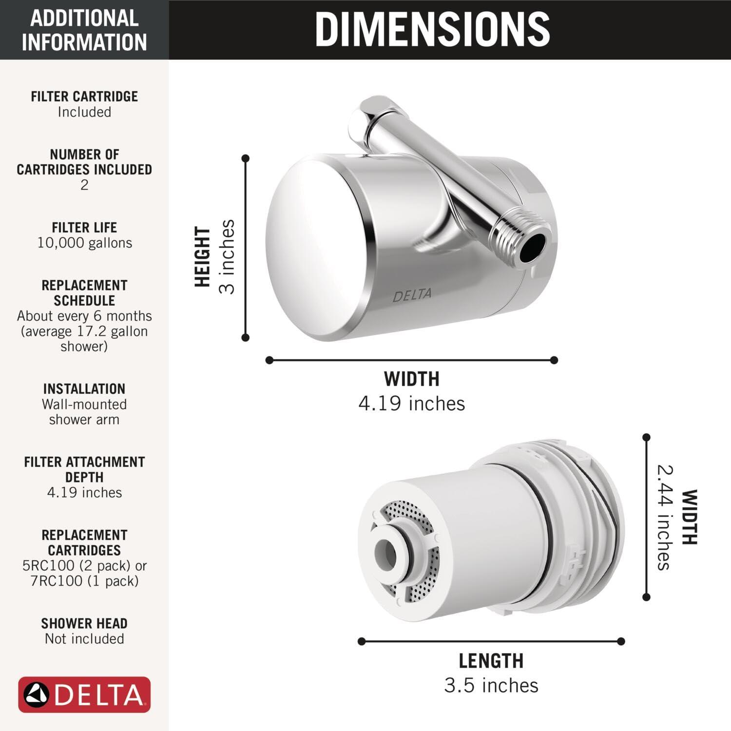 imageDelta Faucet Clarifi Standard Shower Filter Attachment Chrome with Additional Filter CartridgeChrome