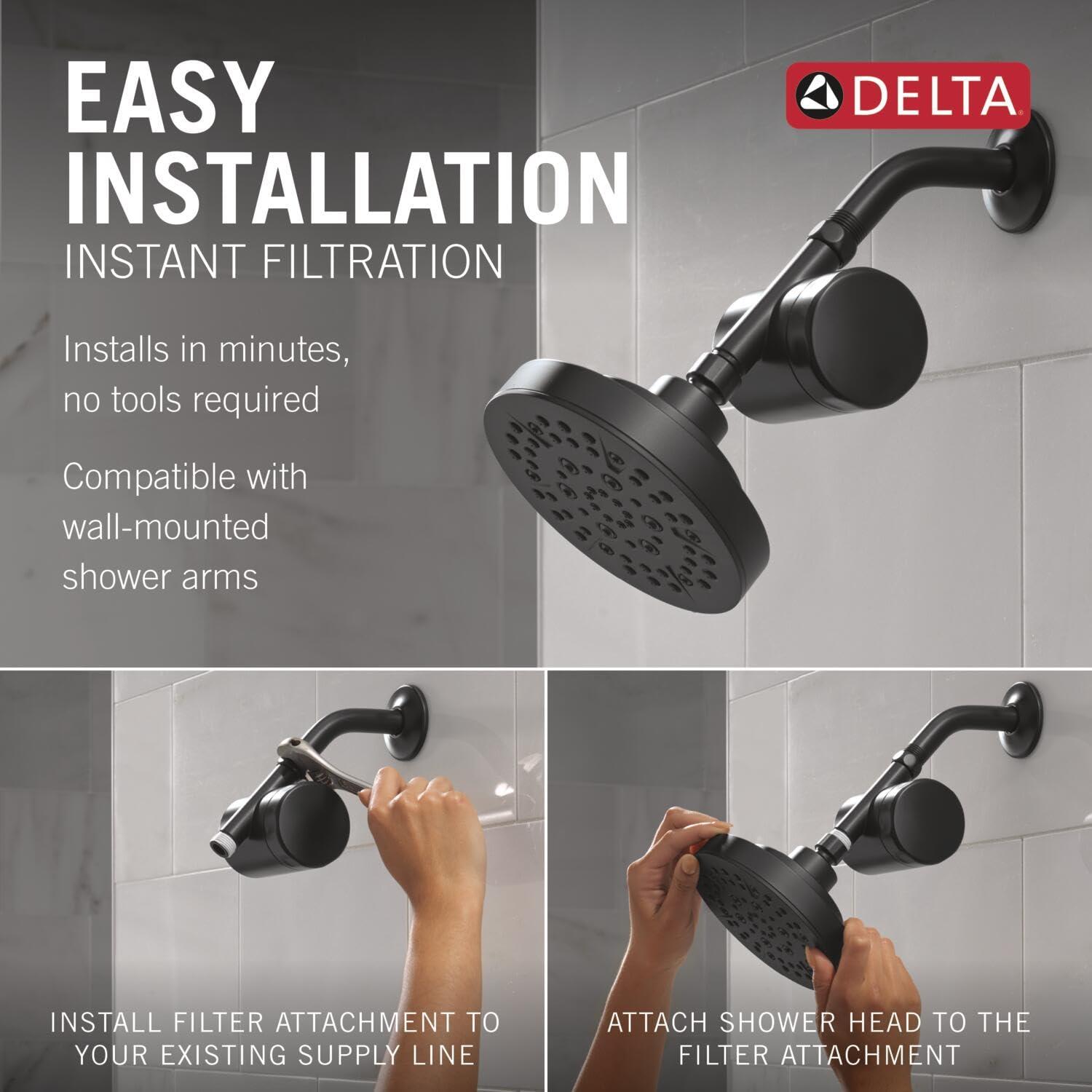imageDelta Faucet Clarifi Standard Shower Filter Attachment Chrome with Additional Filter CartridgeMatte Black