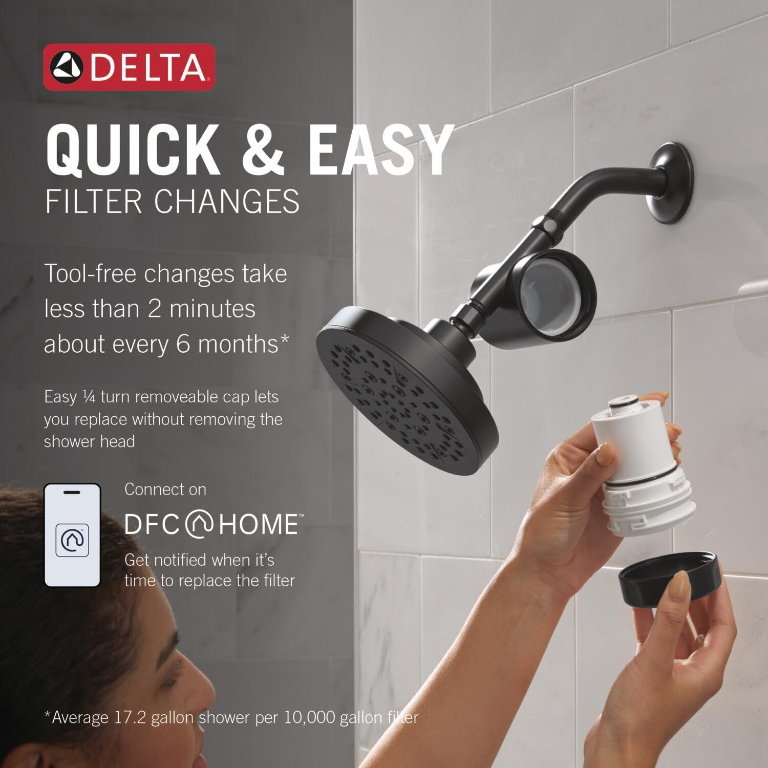 imageDelta Faucet Clarifi Standard Shower Filter Attachment Chrome with Additional Filter CartridgeMatte Black