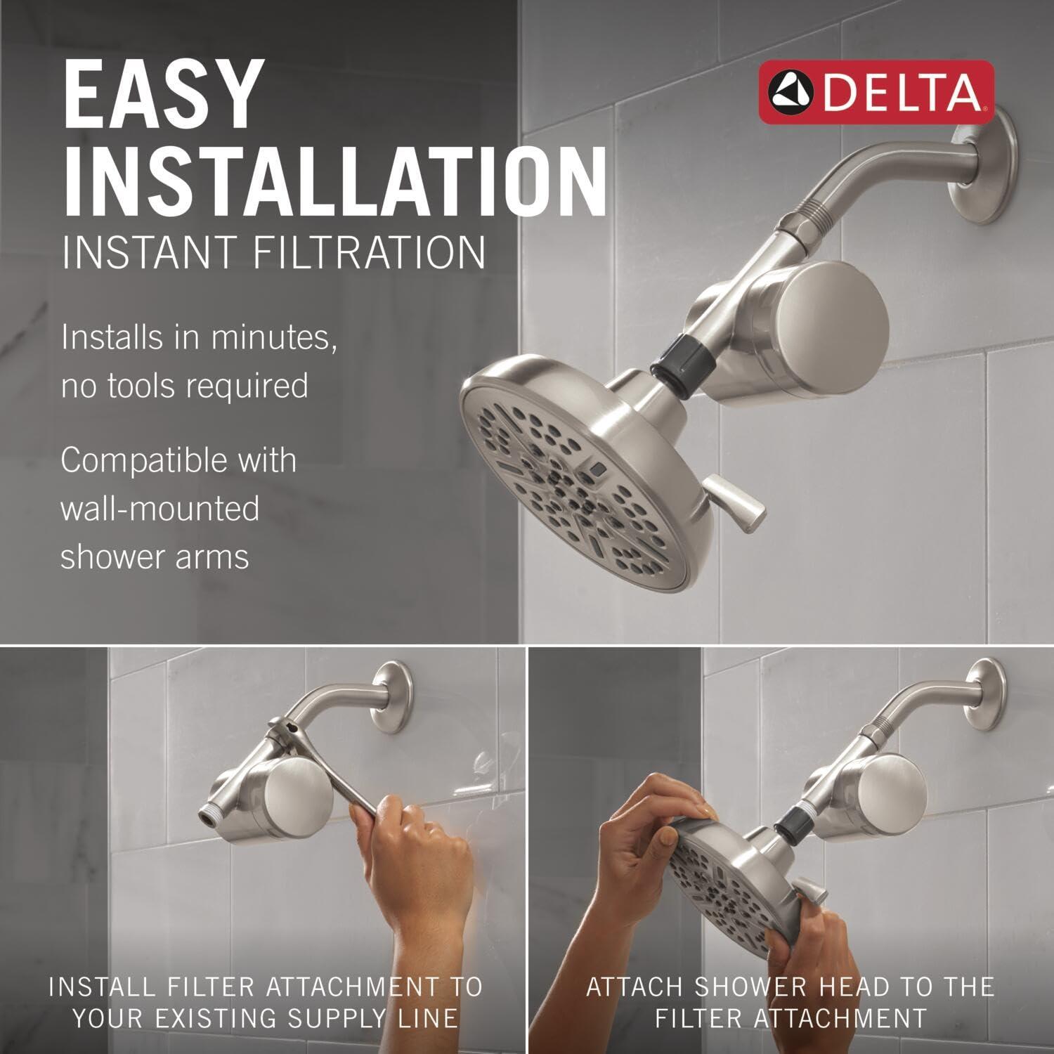 imageDelta Faucet Clarifi Standard Shower Filter Attachment Chrome with Additional Filter CartridgeSatin Nickel
