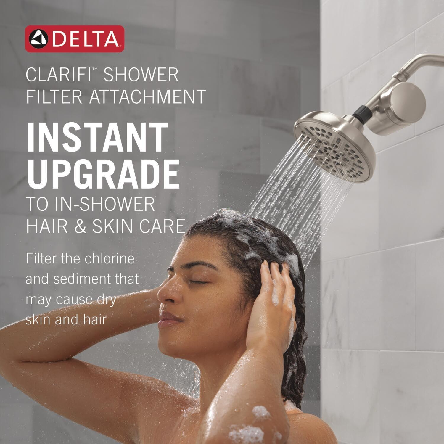 imageDelta Faucet Clarifi Standard Shower Filter Attachment Chrome with Additional Filter CartridgeSatin Nickel