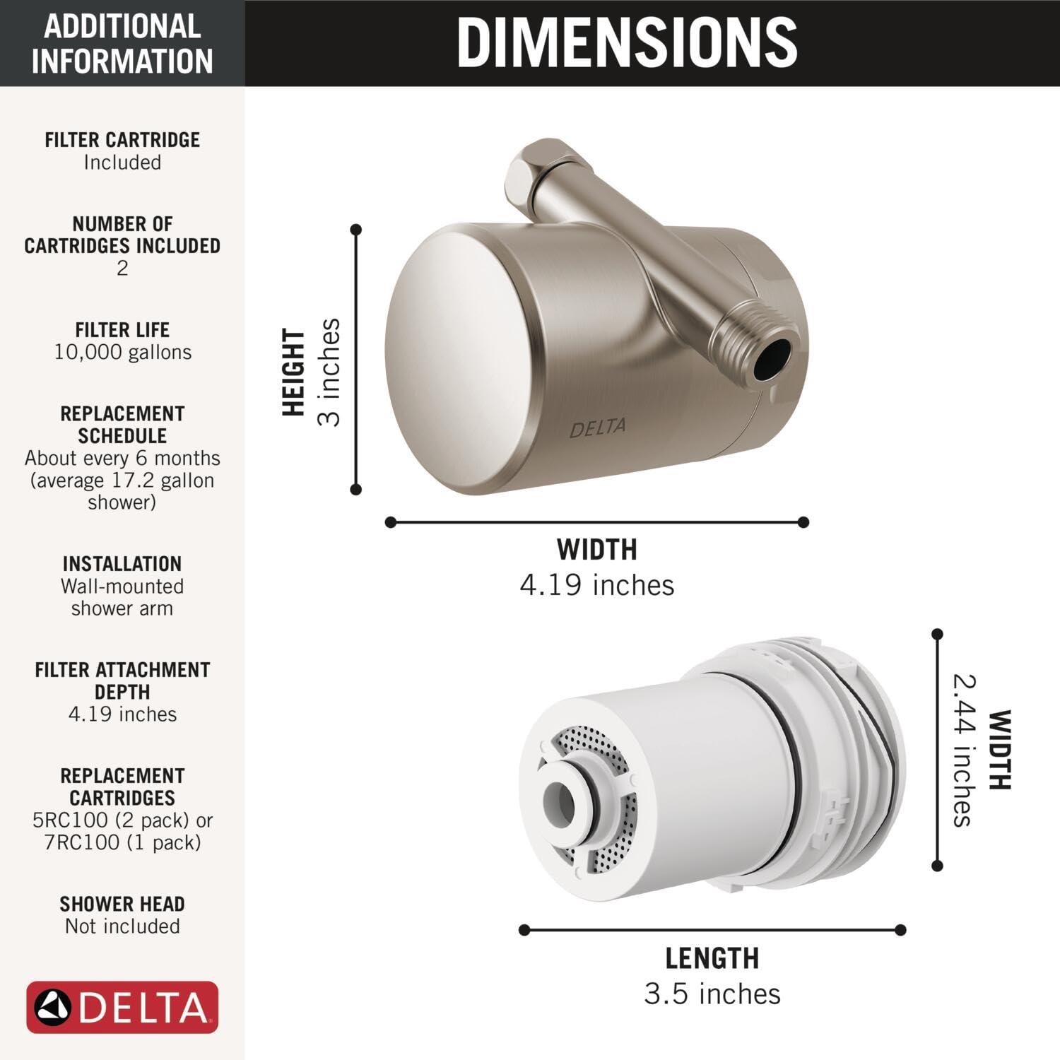 imageDelta Faucet Clarifi Standard Shower Filter Attachment Chrome with Additional Filter CartridgeStainless