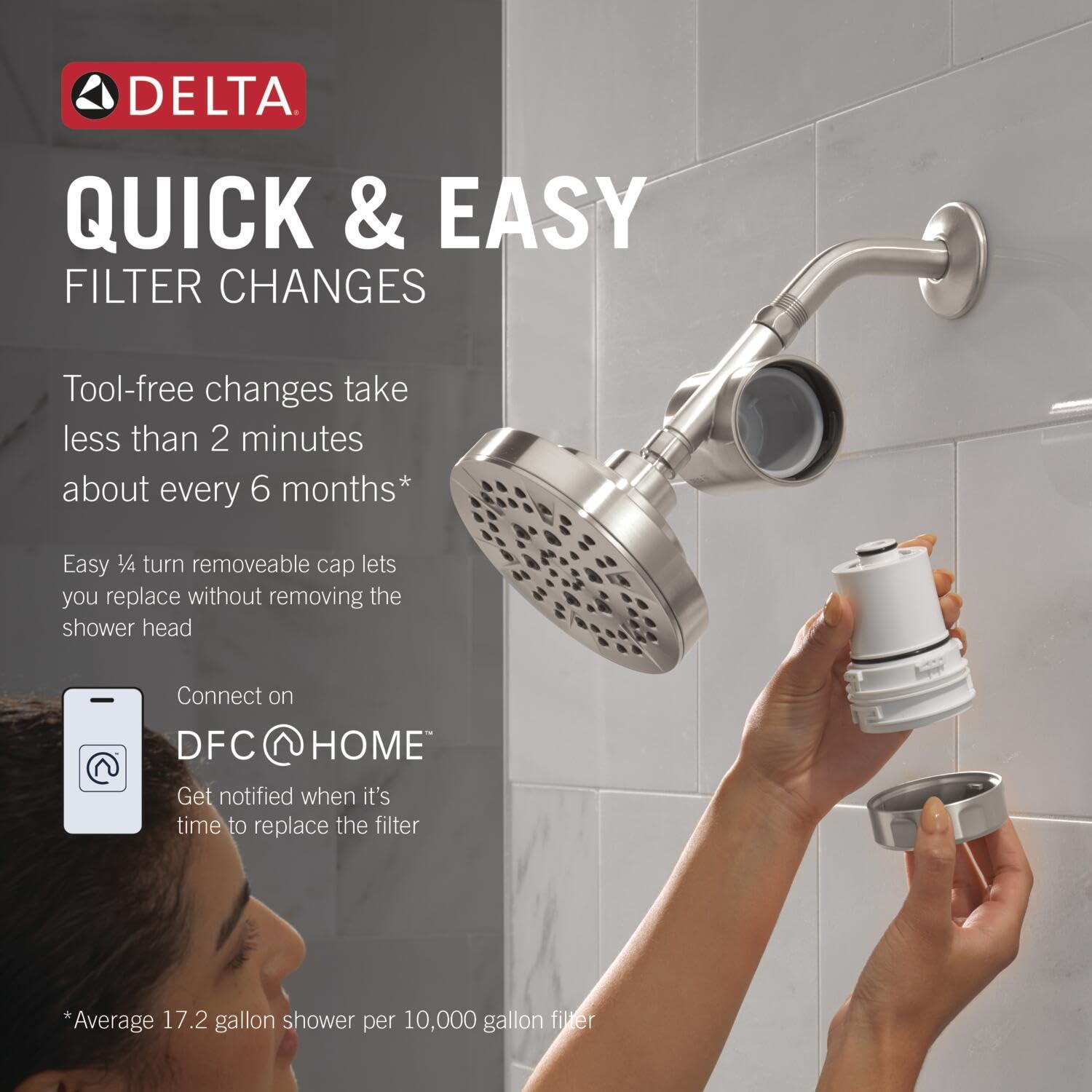 imageDelta Faucet Clarifi Standard Shower Filter Attachment Chrome with Additional Filter CartridgeStainless