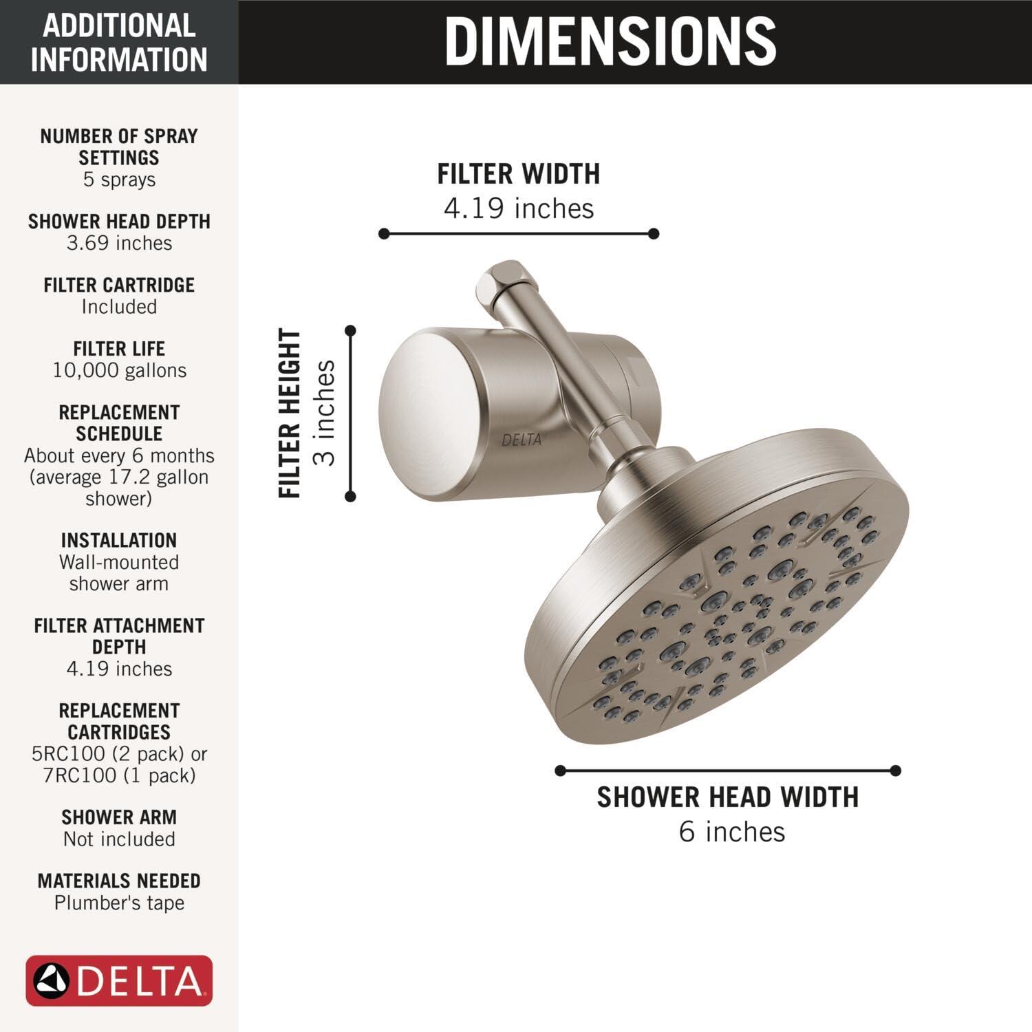 imageDelta Faucet Clarifi Standard Shower Filter Attachment Chrome with Additional Filter CartridgeStainless