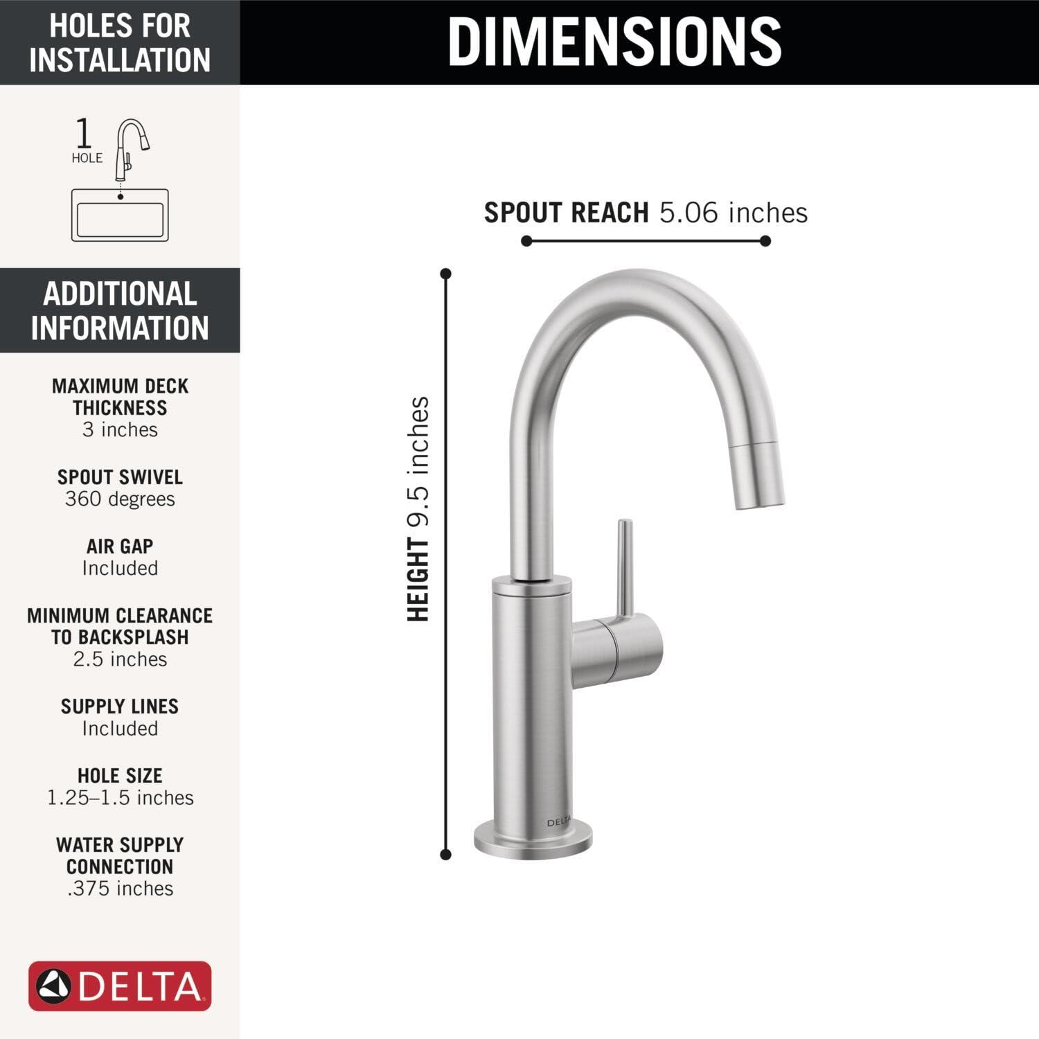 imageDelta Faucet Clarifi Under Sink Reverse Osmosis Water Filter System with Arctic Stainless Traditional Beverage Dispenser FaucetArctic Stainless