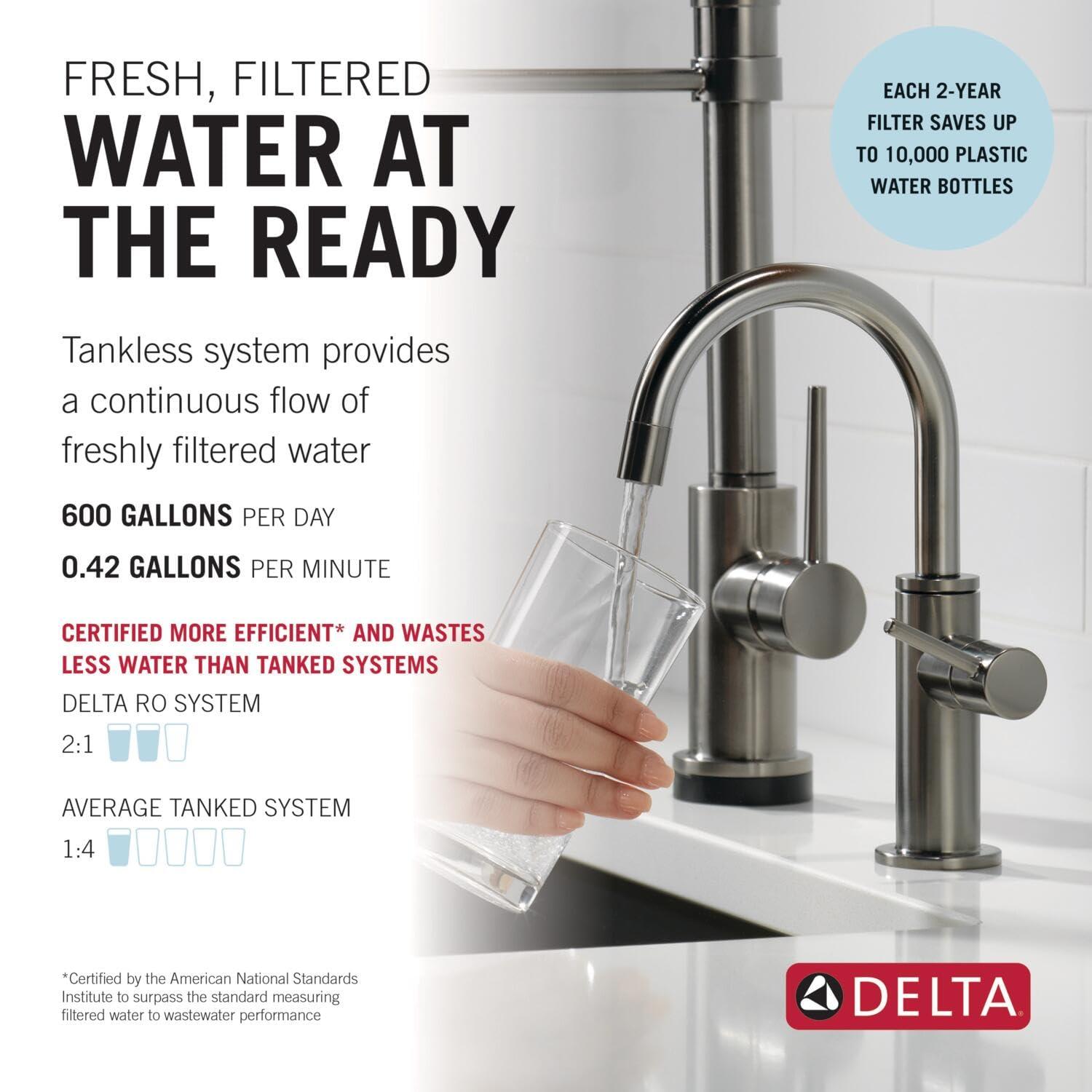 imageDelta Faucet Clarifi Under Sink Reverse Osmosis Water Filter System with Arctic Stainless Traditional Beverage Dispenser FaucetBlack Stainless