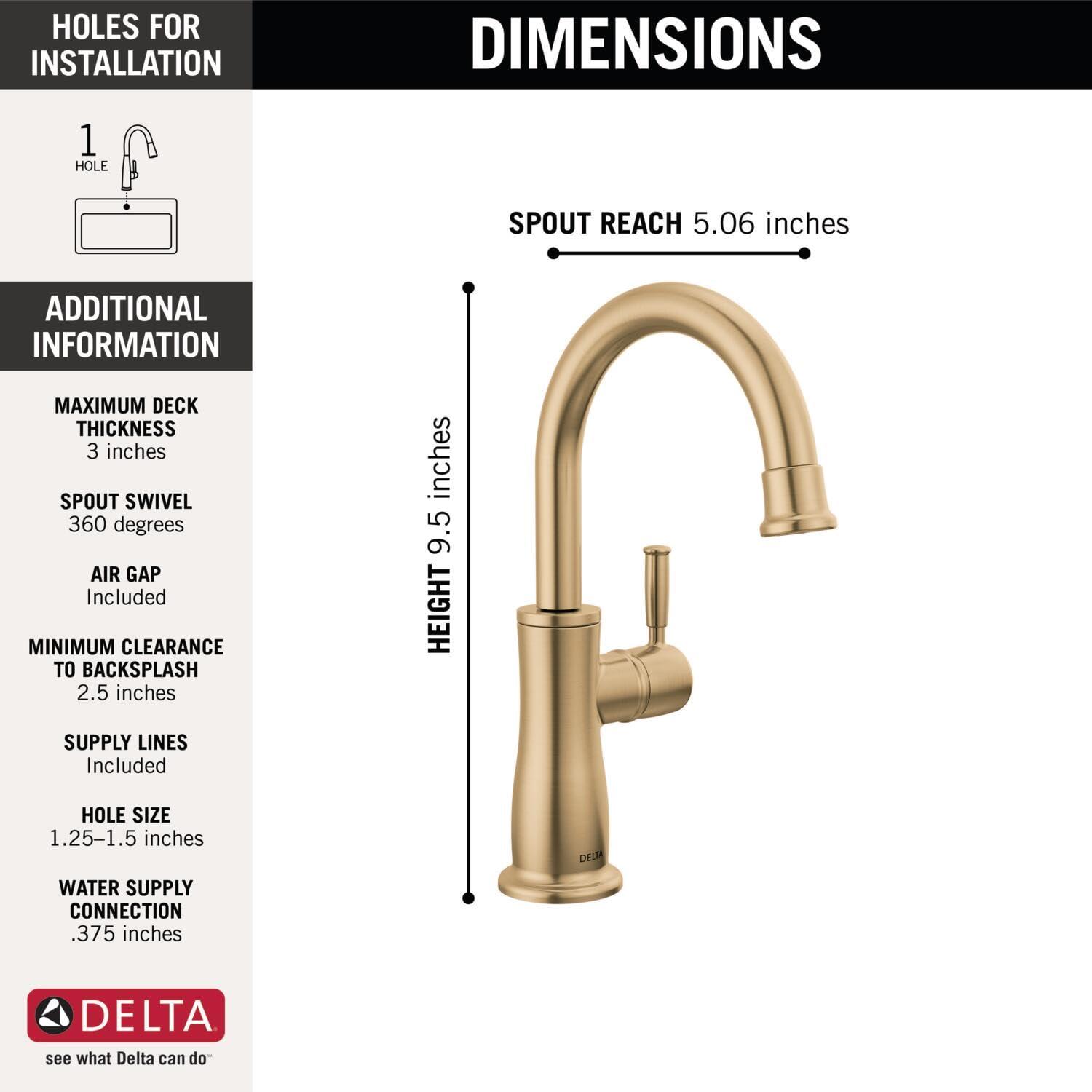 imageDelta Faucet Clarifi Under Sink Reverse Osmosis Water Filter System with Arctic Stainless Traditional Beverage Dispenser FaucetChampagne Bronze