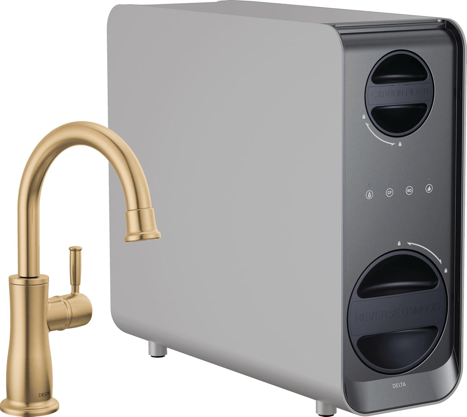 imageDelta Faucet Clarifi Under Sink Reverse Osmosis Water Filter System with Arctic Stainless Traditional Beverage Dispenser FaucetChampagne Bronze