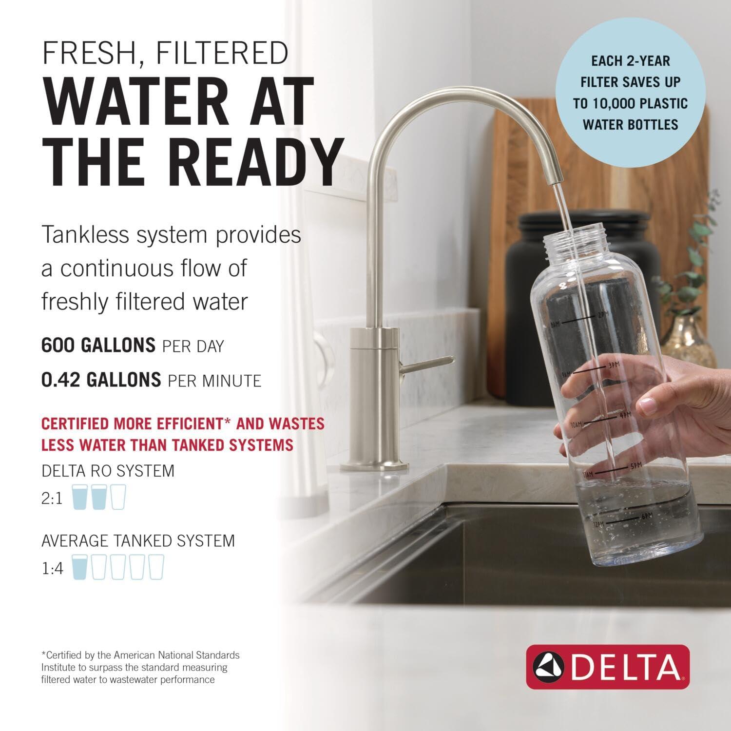 imageDelta Faucet Clarifi Under Sink Reverse Osmosis Water Filter System with Arctic Stainless Traditional Beverage Dispenser FaucetChrome