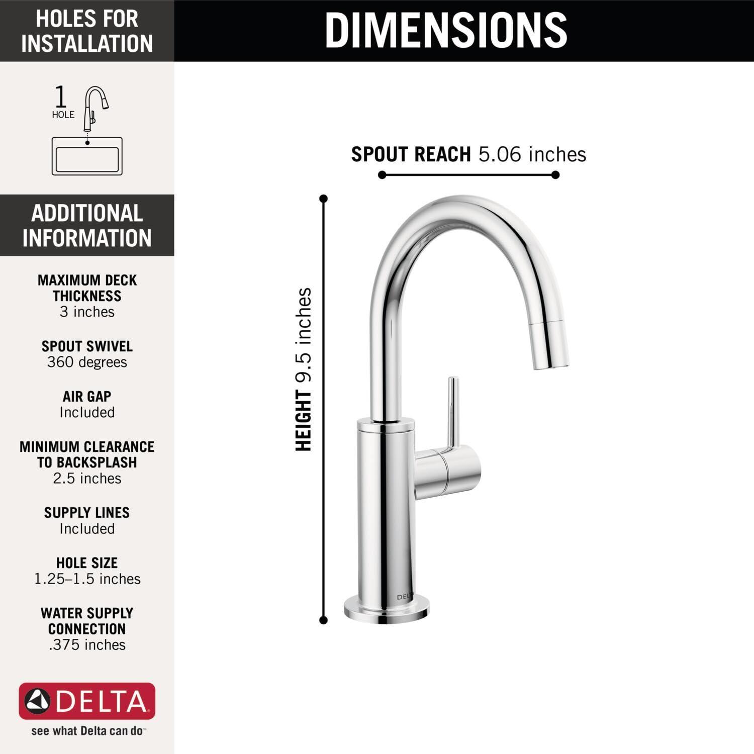 imageDelta Faucet Clarifi Under Sink Reverse Osmosis Water Filter System with Arctic Stainless Traditional Beverage Dispenser FaucetChrome