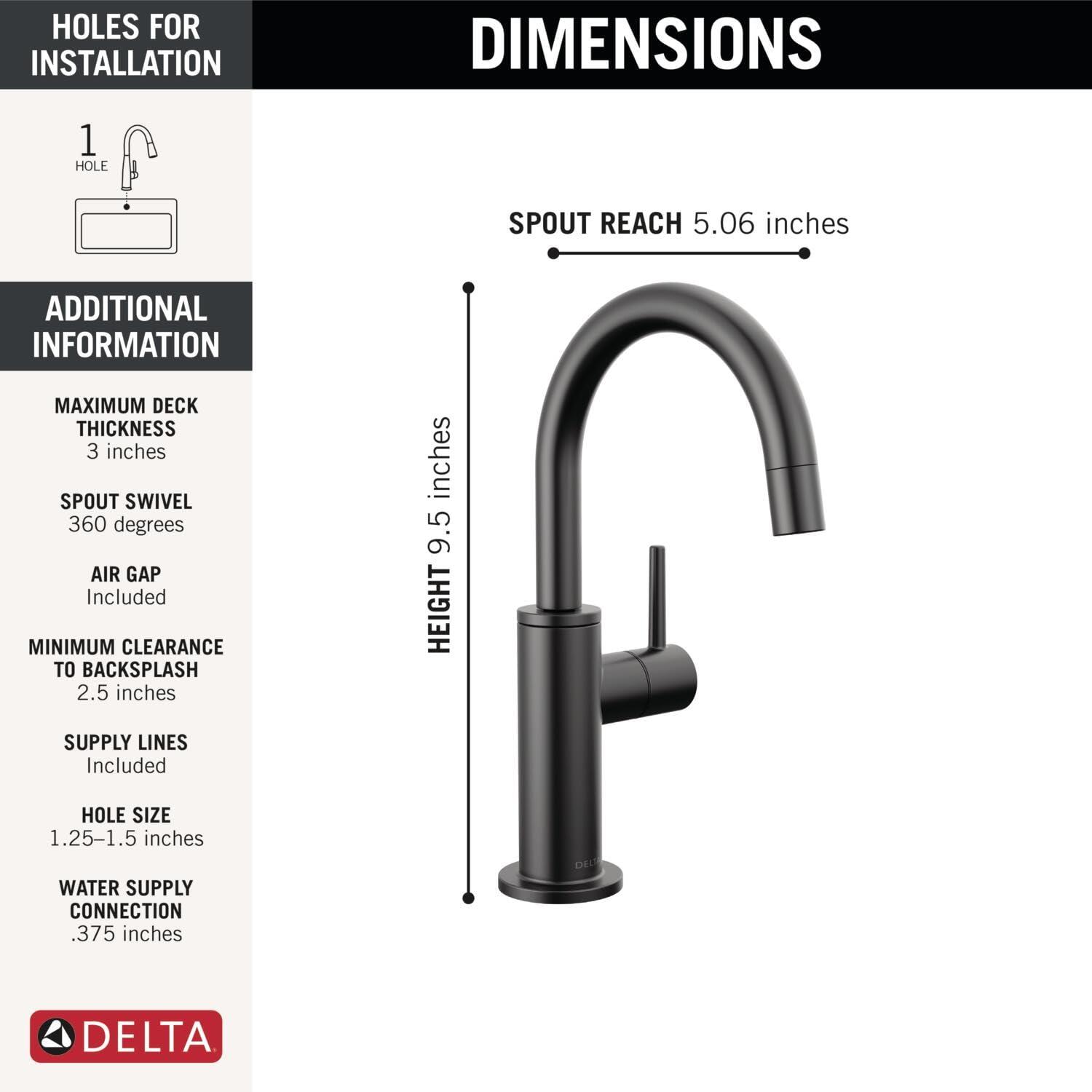 imageDelta Faucet Clarifi Under Sink Reverse Osmosis Water Filter System with Arctic Stainless Traditional Beverage Dispenser FaucetMatte Black