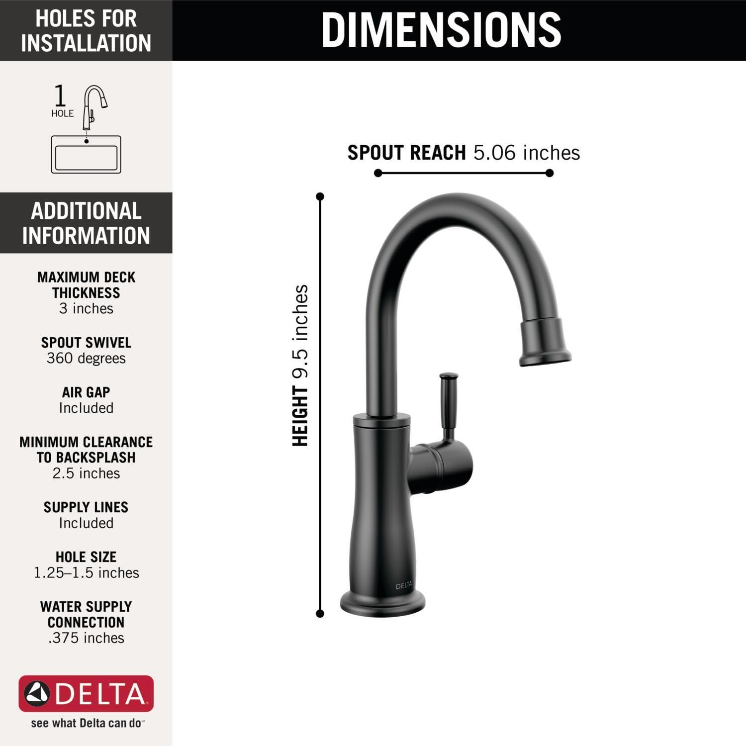 imageDelta Faucet Clarifi Under Sink Reverse Osmosis Water Filter System with Arctic Stainless Traditional Beverage Dispenser FaucetMatte Black
