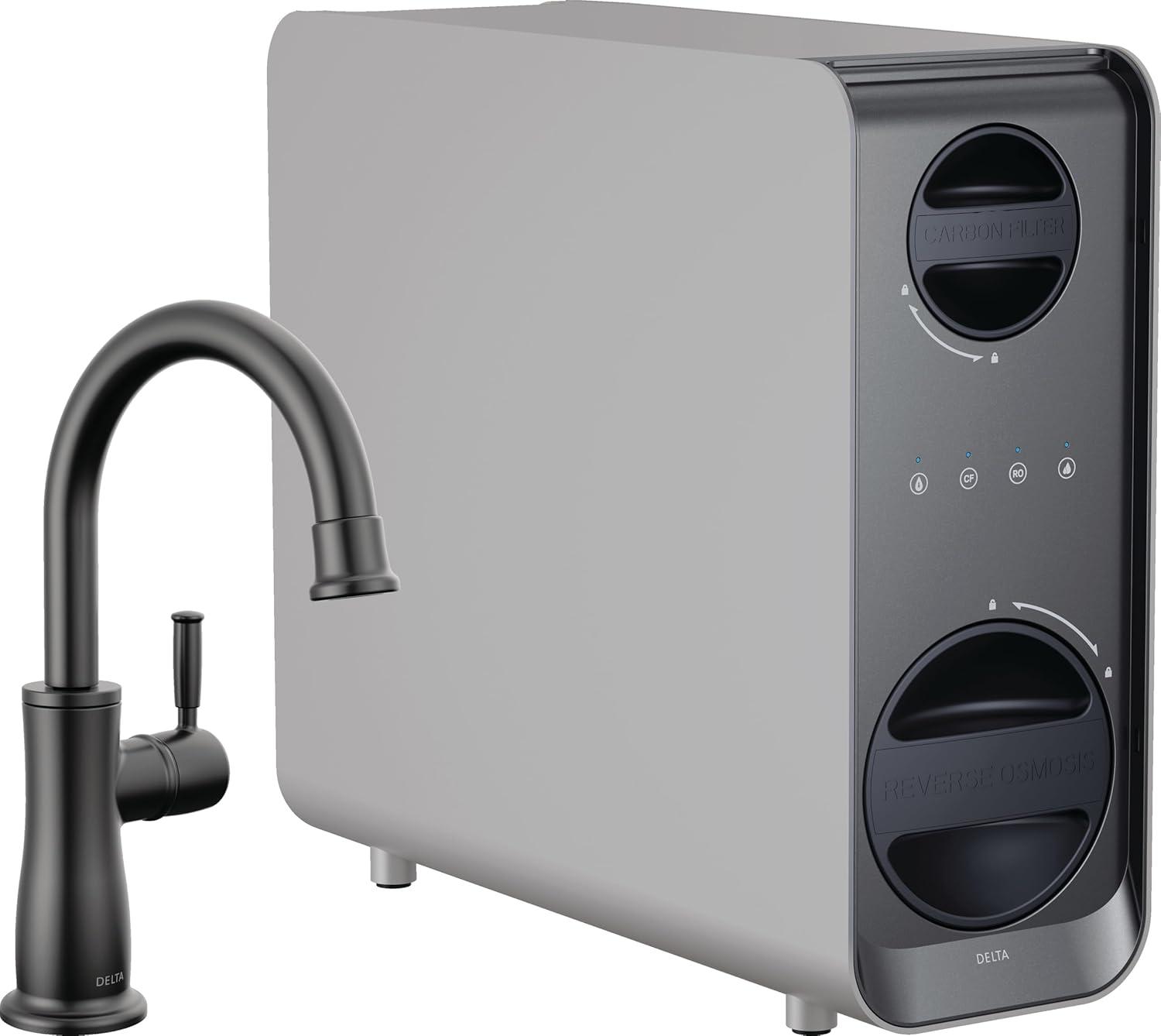 imageDelta Faucet Clarifi Under Sink Reverse Osmosis Water Filter System with Arctic Stainless Traditional Beverage Dispenser FaucetMatte Black