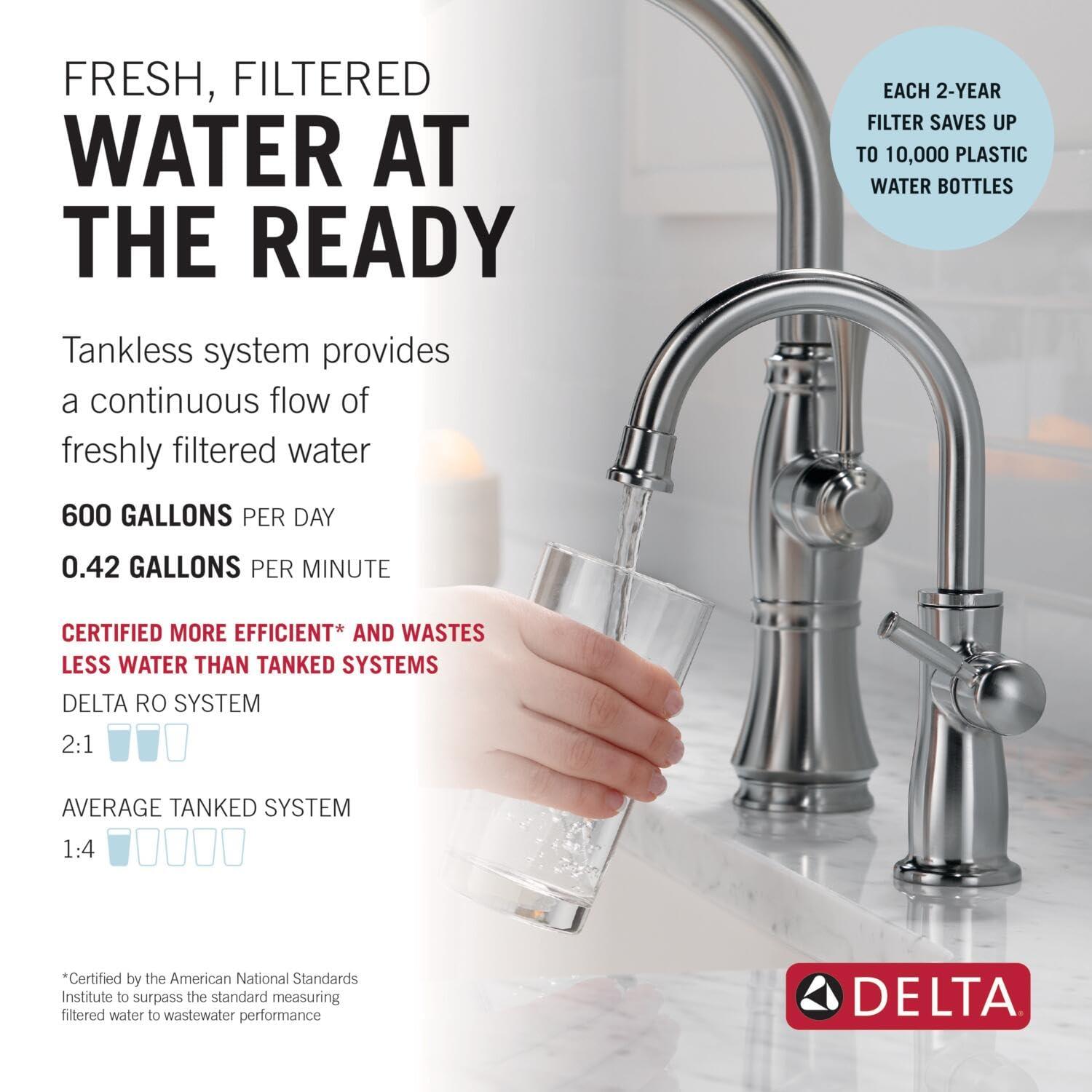 imageDelta Faucet Clarifi Under Sink Reverse Osmosis Water Filter System with Arctic Stainless Traditional Beverage Dispenser FaucetMatte Black