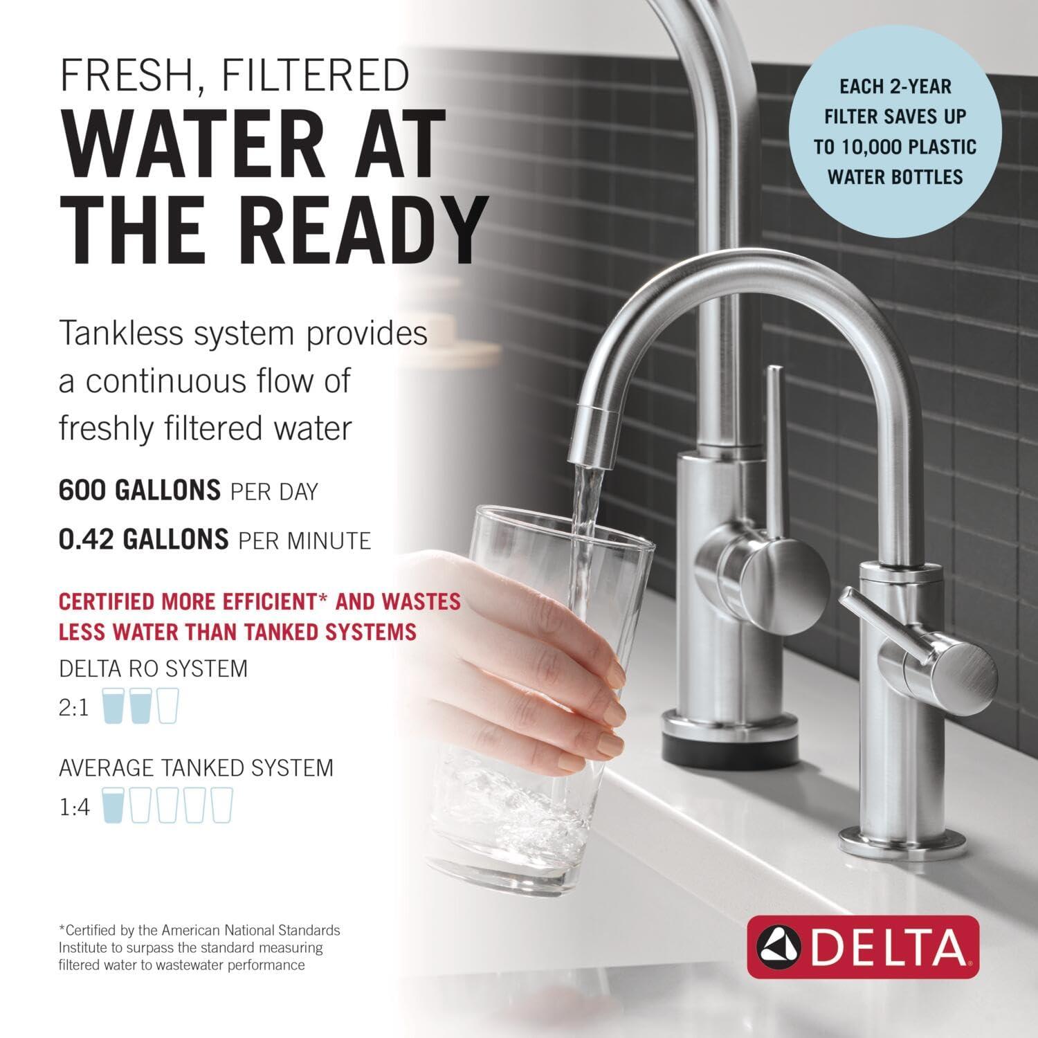 imageDelta Faucet Clarifi Under Sink Reverse Osmosis Water Filter System with Arctic Stainless Traditional Beverage Dispenser FaucetMatte Black