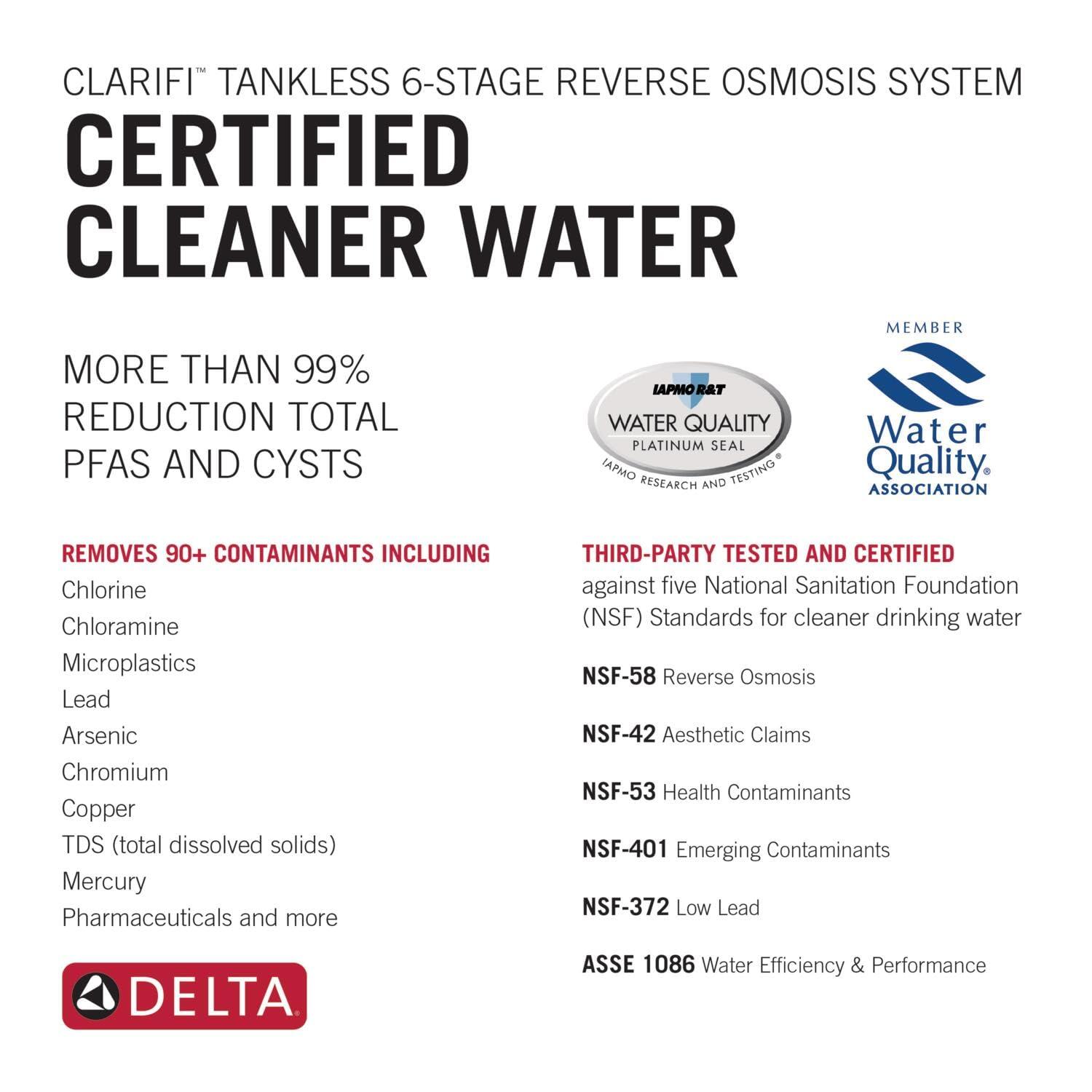 imageDelta Faucet Clarifi Under Sink Reverse Osmosis Water Filter System with Arctic Stainless Traditional Beverage Dispenser FaucetMatte Black