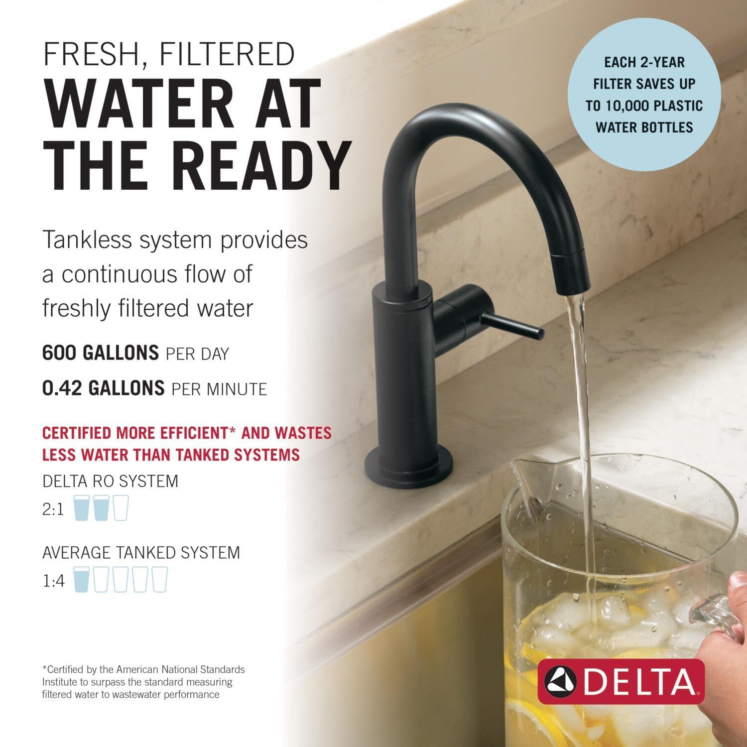 imageDelta Faucet Clarifi Under Sink Reverse Osmosis Water Filter System with Arctic Stainless Traditional Beverage Dispenser FaucetMatte Black