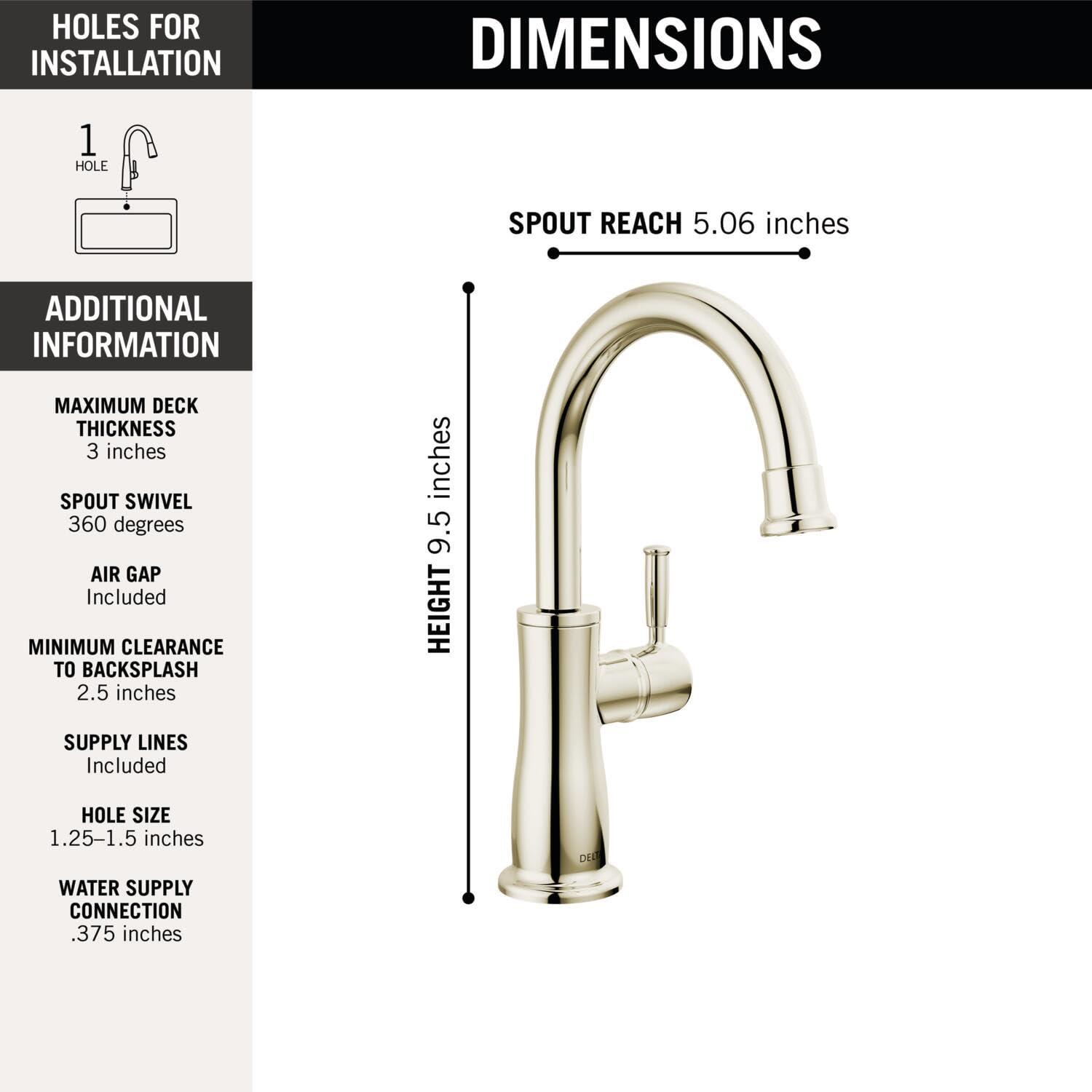 imageDelta Faucet Clarifi Under Sink Reverse Osmosis Water Filter System with Arctic Stainless Traditional Beverage Dispenser FaucetPolished Nickel