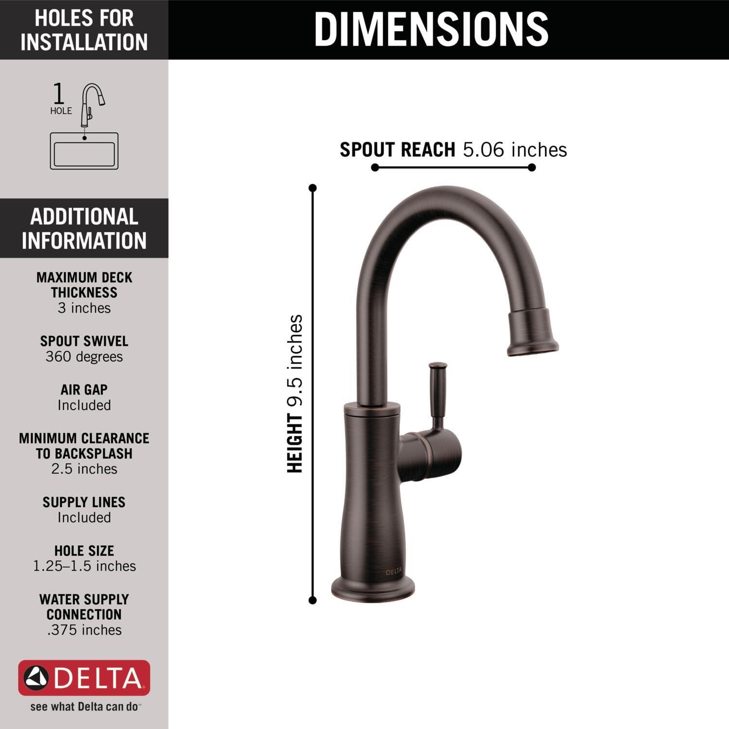 imageDelta Faucet Clarifi Under Sink Reverse Osmosis Water Filter System with Arctic Stainless Traditional Beverage Dispenser FaucetVenetian Bronze