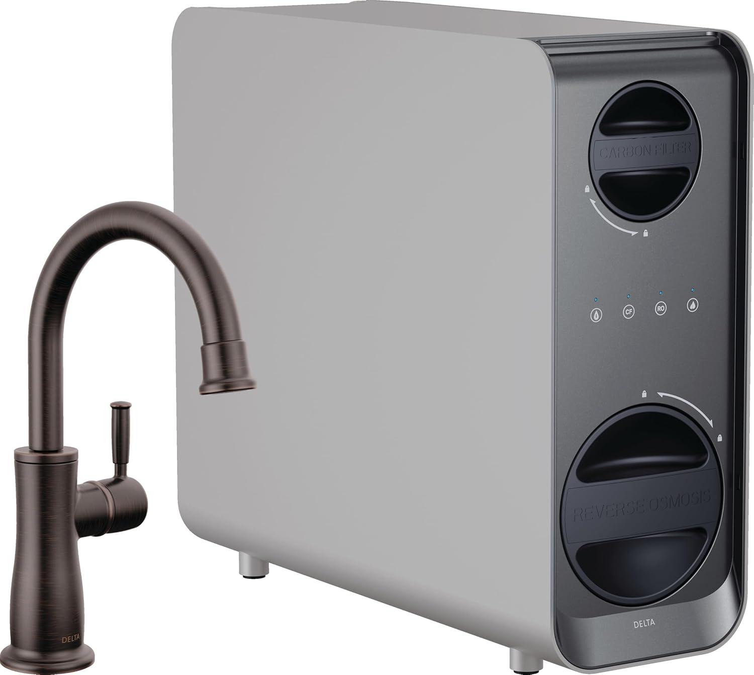 imageDelta Faucet Clarifi Under Sink Reverse Osmosis Water Filter System with Arctic Stainless Traditional Beverage Dispenser FaucetVenetian Bronze