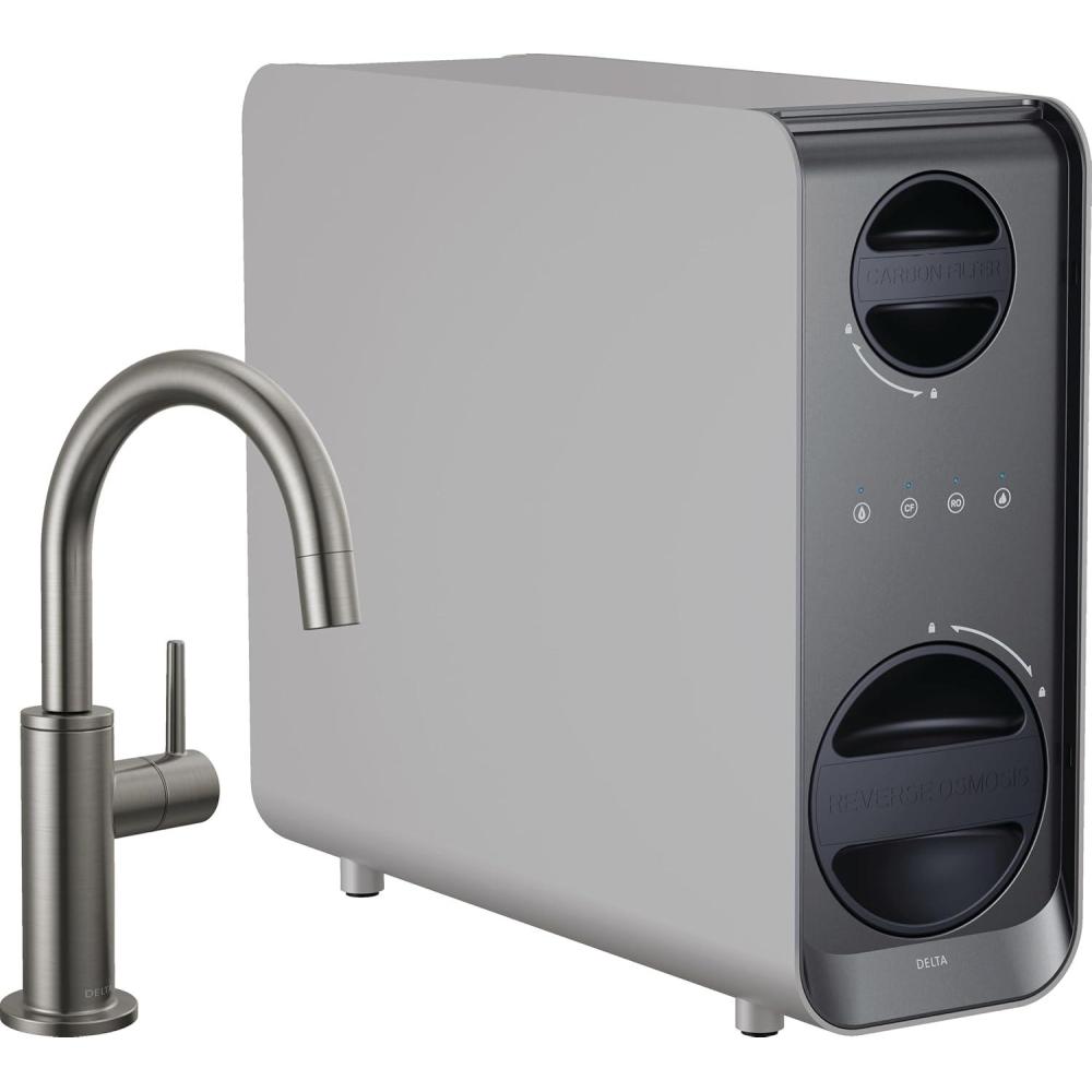 imageDelta Faucet Clarifi Under Sink Reverse Osmosis Water Filter System with Arctic Stainless Traditional Beverage Dispenser FaucetBlack Stainless