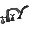 imageDELTA FAUCET T47766BL Four Hole Roman Tub Trim DeckMount with Diverter Matte Black