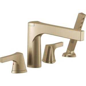 imageDELTA FAUCET T4774CZ 4Hole Roman Tub with Handshower Trim DeckMount with Diverter Champagne Bronze
