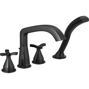 imageDELTA FAUCET T47766BL Four Hole Roman Tub Trim DeckMount with Diverter Matte Black