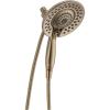 imageDelta Faucet 5Spray In2ition 2in1 Dual Shower Head with HandHeld Spray Black Hand Held Shower Head with Hose Handheld Shower Heads 25 GPM Shower Head Matte Black 58569BL25PKChampagne Bronze