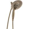 imageDelta Faucet 5Spray In2ition 2in1 Dual Shower Head with HandHeld Spray Brushed Nickel Hand Held Shower Head with Hose Handheld Shower Heads 175 GPM Shower Lumicoat Stainless 58569SSPRPKChampagne Bronze