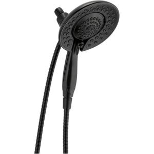 imageDelta Faucet 5Spray In2ition 2in1 Dual Shower Head with HandHeld Spray Black Hand Held Shower Head with Hose Handheld Shower Heads 25 GPM Shower Head Matte Black 58569BL25PKMatte Black