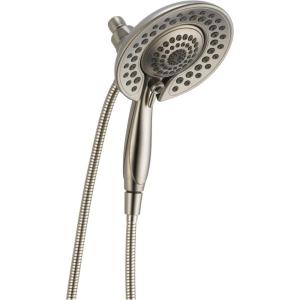 imageDelta Faucet 5Spray In2ition 2in1 Dual Shower Head with HandHeld Spray Black Hand Held Shower Head with Hose Handheld Shower Heads 25 GPM Shower Head Matte Black 58569BL25PKStainless