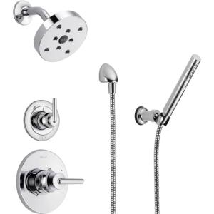 imageTrinsic 3Setting Chrome Shower System Including Chrome Shower Head WallMount Handheld Shower Shower Handle Shower Diverter and Shower Valve Kit Delta Shower Trim Kit Chrome