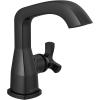 imageDelta 5766MPUDST Stryke 12 GPM Single Hole Bathroom Faucet with Push PopUp Drain Assembly Helo Style Handle and Diamond Seal Ceramic Disc Cartridges  Matte BlackMatte Black