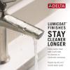 imageDelta 5766MPUDST Stryke 12 GPM Single Hole Bathroom Faucet with Push PopUp Drain Assembly Helo Style Handle and Diamond Seal Ceramic Disc Cartridges  Matte BlackLumicoat Chrome