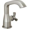 imageDelta 5766MPUDST Stryke 12 GPM Single Hole Bathroom Faucet with Push PopUp Drain Assembly Helo Style Handle and Diamond Seal Ceramic Disc Cartridges  Matte BlackLumicoat Stainless