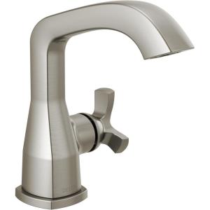 imageDelta 5766MPUDST Stryke 12 GPM Single Hole Bathroom Faucet with Push PopUp Drain Assembly Helo Style Handle and Diamond Seal Ceramic Disc Cartridges  Matte BlackLumicoat Stainless