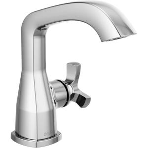 imageDelta 5766MPUDST Stryke 12 GPM Single Hole Bathroom Faucet with Push PopUp Drain Assembly Helo Style Handle and Diamond Seal Ceramic Disc Cartridges  Matte BlackLumicoat Chrome