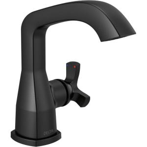 imageDelta 5766MPUDST Stryke 12 GPM Single Hole Bathroom Faucet with Push PopUp Drain Assembly Helo Style Handle and Diamond Seal Ceramic Disc Cartridges  Matte BlackMatte Black