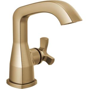 imageDelta 5766MPUDST Stryke 12 GPM Single Hole Bathroom Faucet with Push PopUp Drain Assembly Helo Style Handle and Diamond Seal Ceramic Disc Cartridges  Matte BlackLumicoat Champagne Bronze