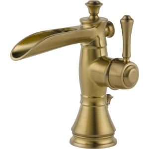 imageDelta Faucet Cassidy Single Hole Bathroom Faucet Gold Bathroom Faucet Waterfall Faucet Single Handle Metal Drain Assembly Champagne Bronze 598LFCZMPUChampagne Bronze