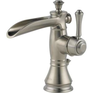 imageDelta Faucet Cassidy Single Hole Bathroom Faucet Gold Bathroom Faucet Waterfall Faucet Single Handle Metal Drain Assembly Champagne Bronze 598LFCZMPUStainless