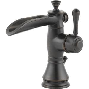 imageDelta Faucet Cassidy Single Hole Bathroom Faucet Gold Bathroom Faucet Waterfall Faucet Single Handle Metal Drain Assembly Champagne Bronze 598LFCZMPUVenetian Bronze