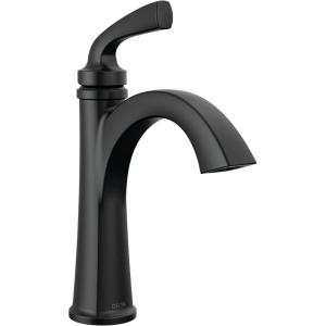 imageDelta Faucet Geist Matte Black Bathroom Faucet Single Hole Bathroom Faucet Black Black Bathroom Faucets for Sink 1 Hole Bathroom Sink Faucet Drain Assembly Included Matte Black 15864LFBLMatte Black