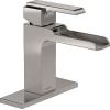 imageDelta Faucet Ara Single Hole Bathroom Faucet Brushed Nickel Waterfall Faucet Single Handle Metal Drain Assembly Stainless 568LFSSMPU 763 x 156 x 519 inchesStainless