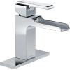 imageDelta Faucet Ara Single Hole Bathroom Faucet Brushed Nickel Waterfall Faucet Single Handle Metal Drain Assembly Stainless 568LFSSMPU 763 x 156 x 519 inchesChrome