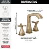 imageDelta Faucet Stryke Widespread Bathroom Faucet 3 Hole Matte Black Bathroom Faucet with Cross Handles Diamond Seal Technology Metal Drain Assembly Matte Black 357766BLMPUDSTLumicoat Champagne Bronze