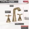 imageDelta Faucet Stryke Widespread Bathroom Faucet 3 Hole Matte Black Bathroom Faucet with Cross Handles Diamond Seal Technology Metal Drain Assembly Matte Black 357766BLMPUDSTChampagne Bronze
