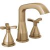 imageDelta Faucet Stryke Widespread Bathroom Faucet 3 Hole Matte Black Bathroom Faucet with Cross Handles Diamond Seal Technology Metal Drain Assembly Matte Black 357766BLMPUDSTLumicoat Champagne Bronze