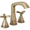 imageDelta Faucet Stryke Widespread Bathroom Faucet 3 Hole Matte Black Bathroom Faucet with Cross Handles Diamond Seal Technology Metal Drain Assembly Matte Black 357766BLMPUDSTChampagne Bronze